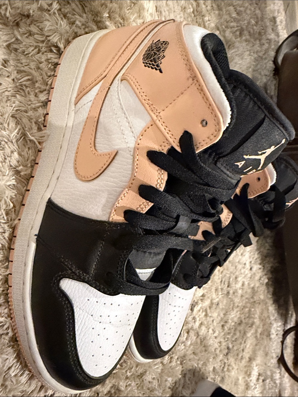 Nike Women’s Air Jordan 1 Mid White Peach Black